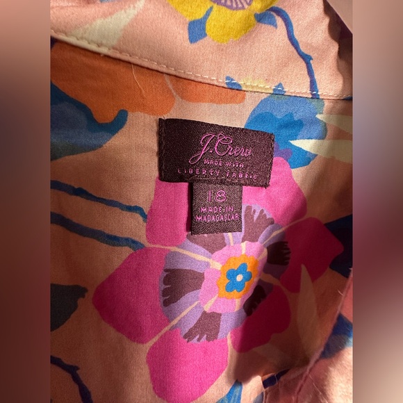 Liberty Art Fabrics for J. Crew Partial Button Down Floral Print Top Size 18 - Picture 9 of 17